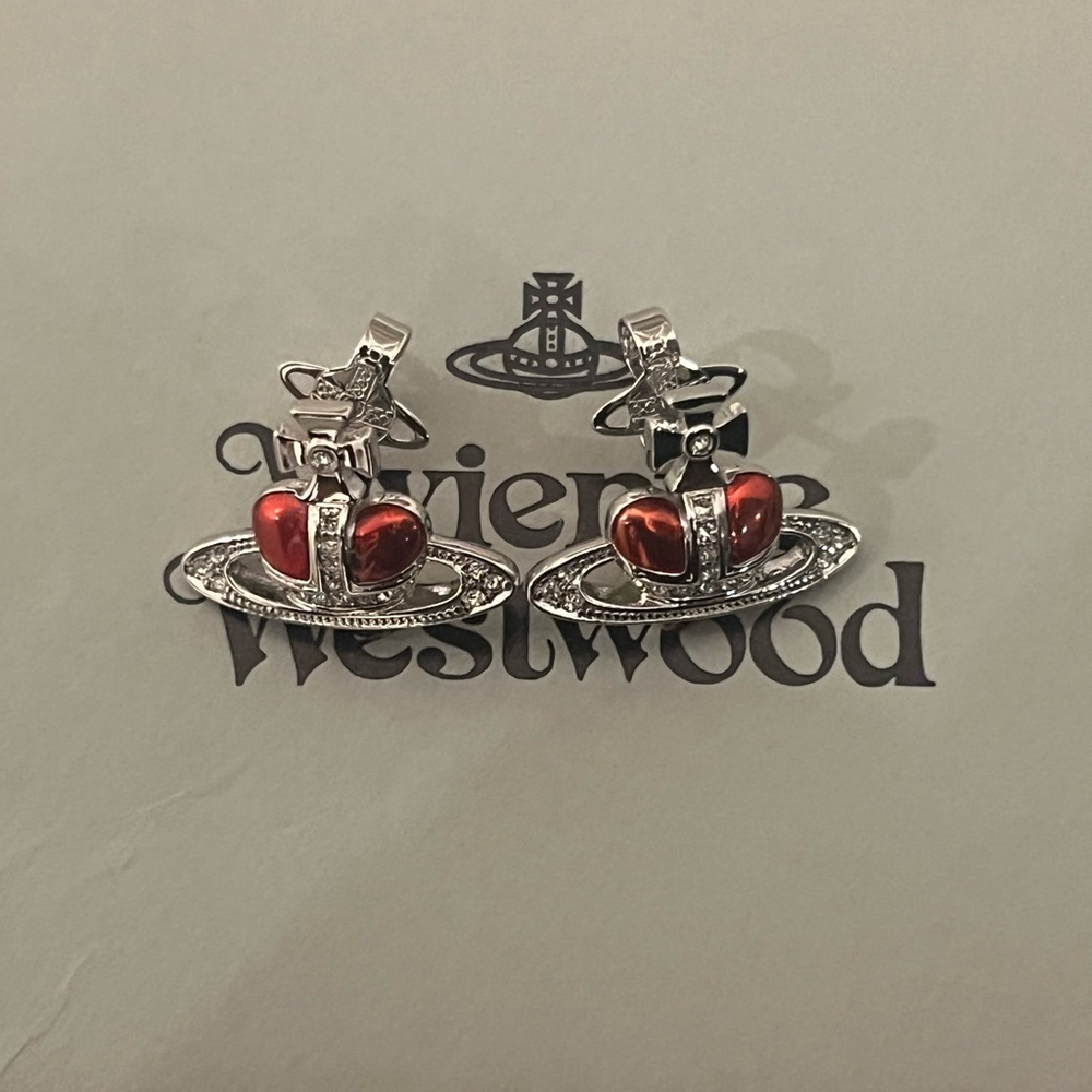 Authentic Vivienne Westwood Heart Orb Earrings